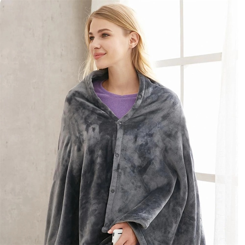 USB Electric Heated Blanket Plush Throw Blanket Heated Cape Heating Lap Blanket Coral Flannel Heated Blanket