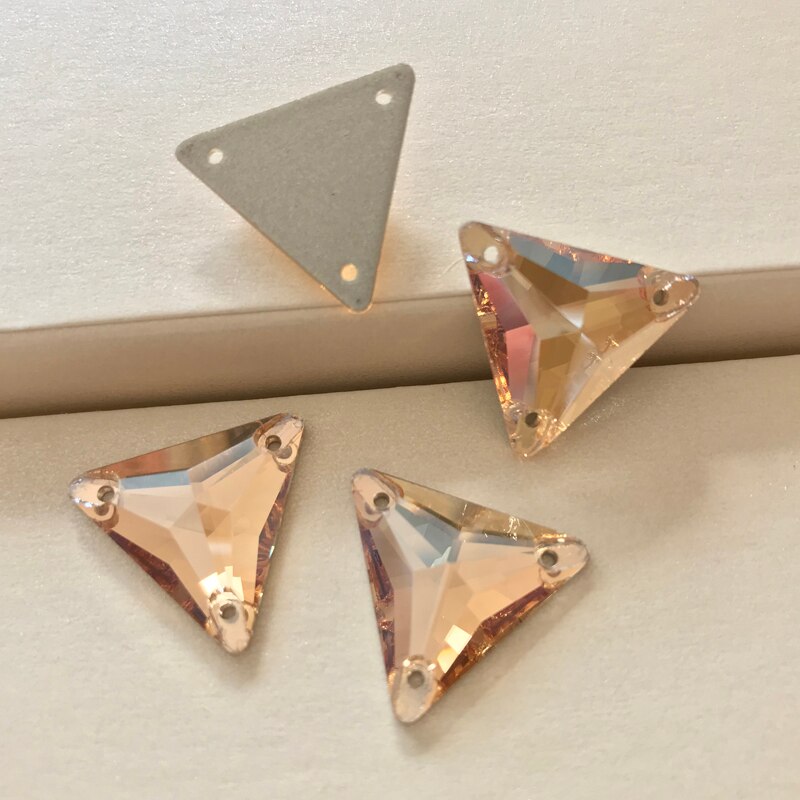 YANRUO-piedras triangulares para coser, cristales, reverso plano, diamantes de imitación, todos los tamaños, GSHA, 3270