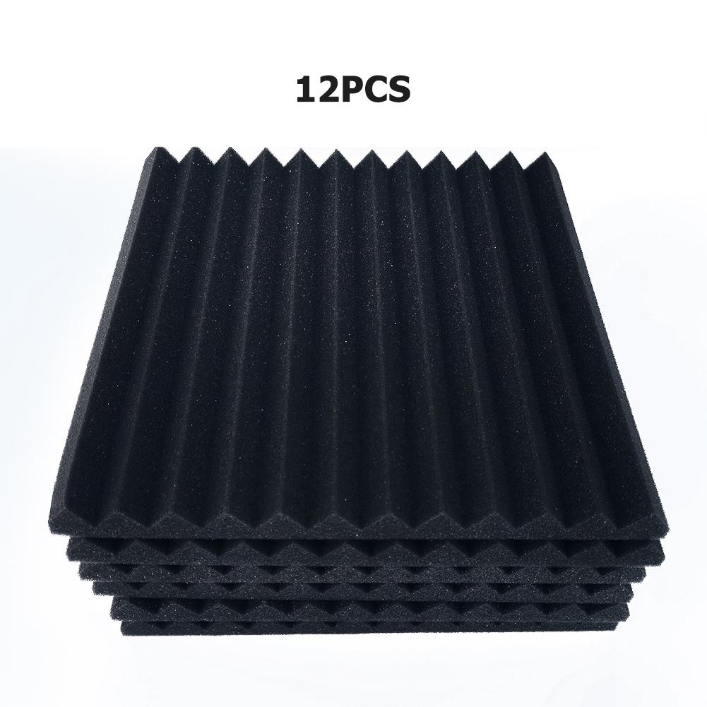 6/12 Pcs 300X300X25 Mm Geluiddichte Schuim Panelen Absorptie Spons Geluid Stop Absorptie Spons Drum kamer Accessoires Katoen Board: 25mm 12PCS