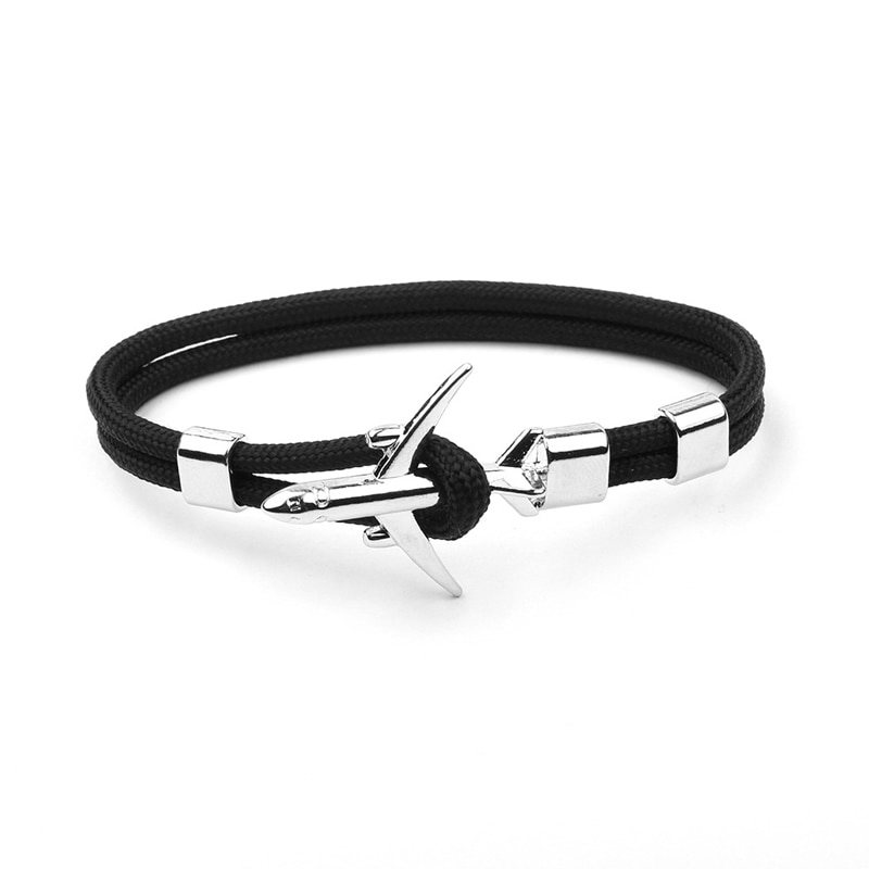 NIUYITID samolot charm kotwica mężczyzn bransoletki kobiet lotnisko moda Rope Chain Paracord lotnictwa życia biżuteria Pulseras Hombres