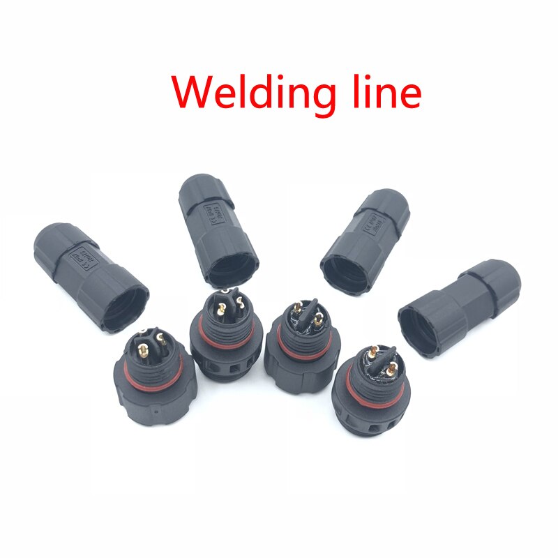 Enchufes macho y hembra M16, Conector de Cable eléctrico impermeable montado, conectores de enchufe de 2 pines, 3 pines, 4 pines, IP68: Welding line / 3Pin