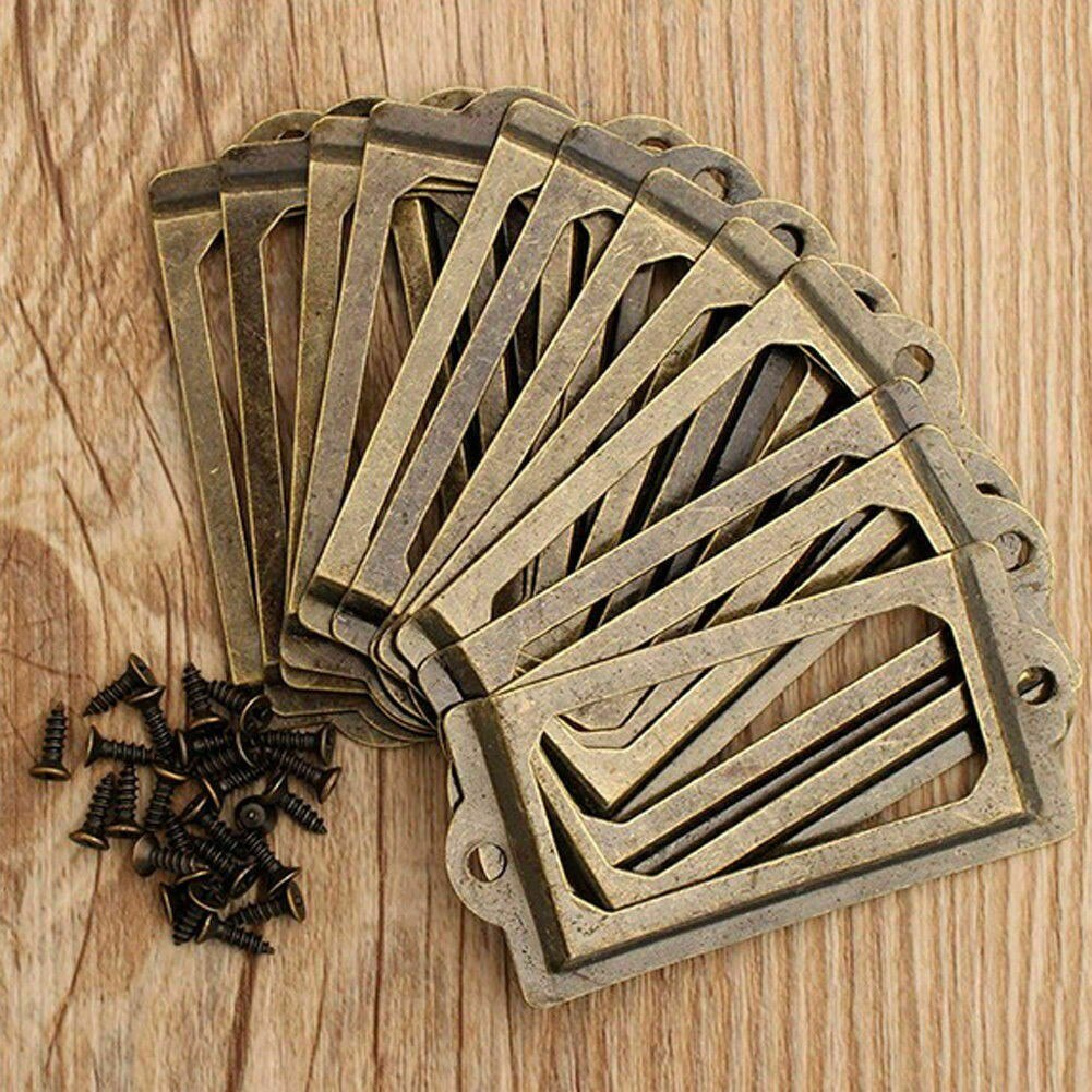 20pcs Cabinet Label Tag Jewelry Box Cupboard Drawer Frames File Card Holder Metal Tag Label Pull Frame Handle File Name Card Ho