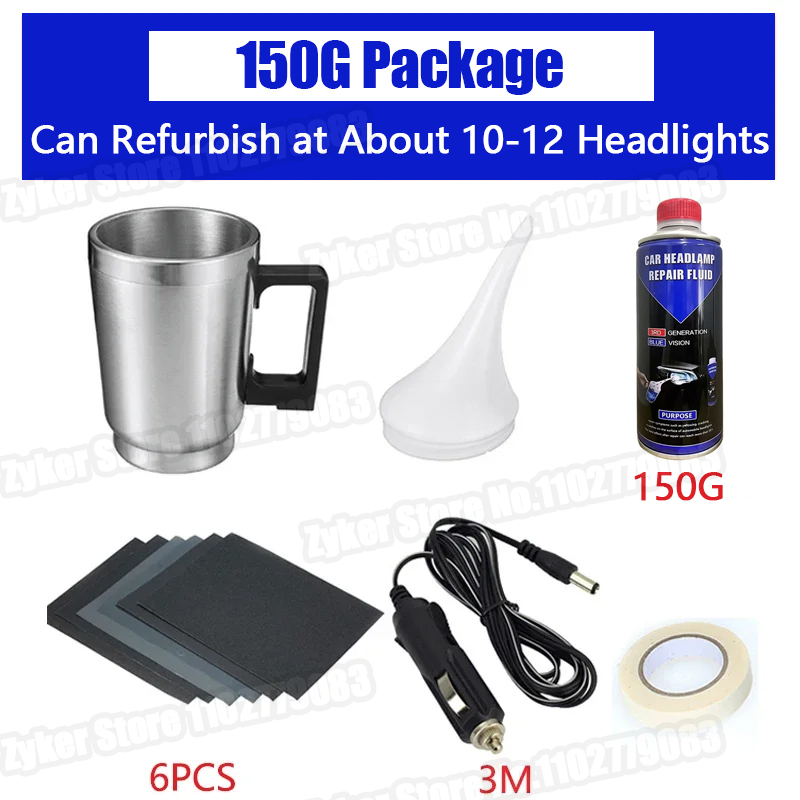 Kit de restauración de pulido de faros de coche, herramienta de cuidado de faros automotrices, juego de restauración de faros, líquido de restauración de faros de coche: Azul