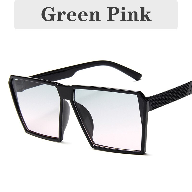 Higodoy overdimensionerede vintage børn firkantede solbriller til drenge retro beskyttelsesbriller børn solbriller til piger anti -uv400 beskyttelse gafas: Grøn lyserød