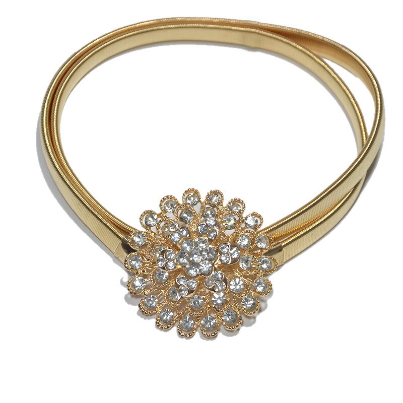 Womens Elastic Metal Waist Belts Women Silver Gold Chain Belts Female Heart Buckle Belts For Ladies Dresses