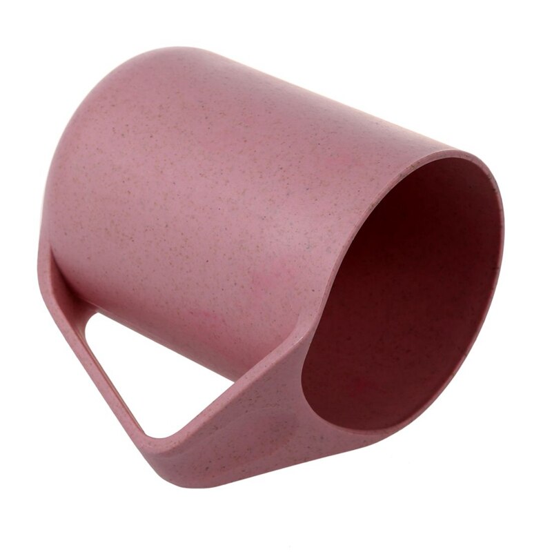 2X Onbreekbare Creatieve Koffie/Thee Mok Cup Tarwe Stro + Voedsel Grage Pp Plastic Kleur: roze &amp; Beige