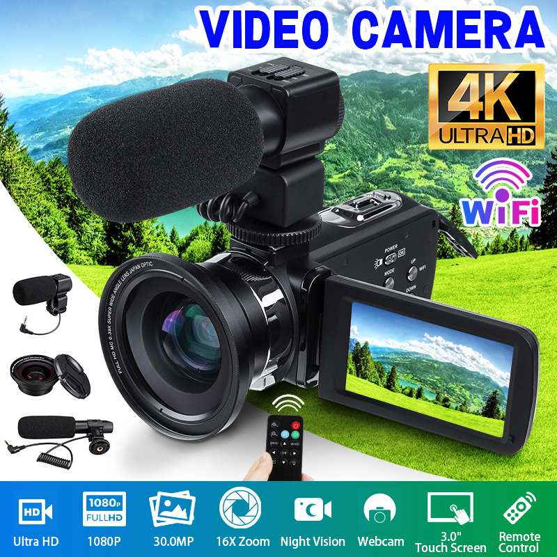 Vlog Kamera 2,7 K HD 30MP DV Camcorder Digital Video Kamera HDMI Wifi Nachtsicht 3 Zoll LCD Touch Screen 16X Zoom Video Kamera