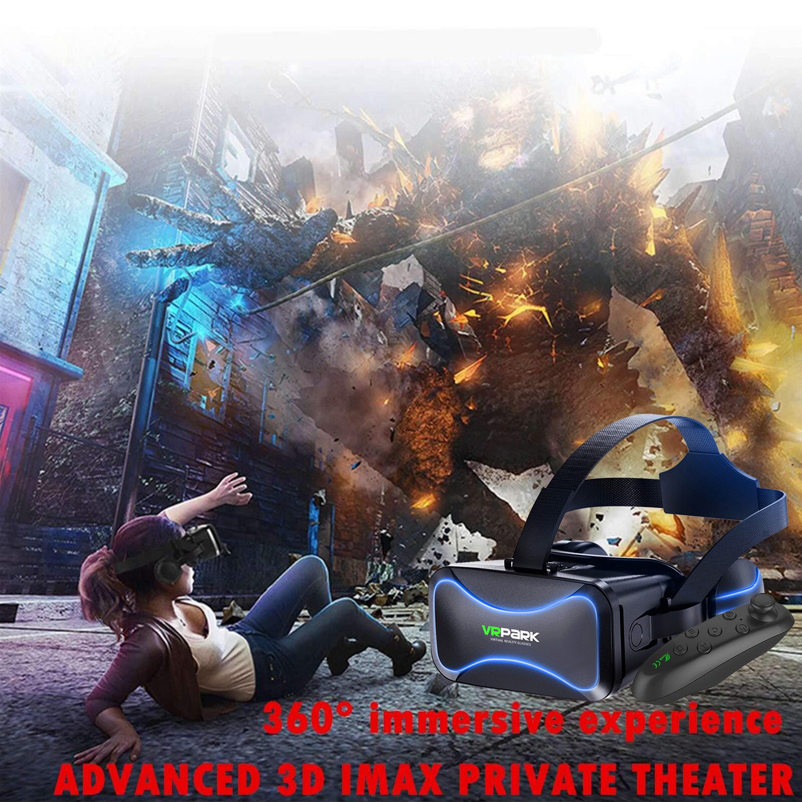 Virtual Reality Smartphone 3D Glasses VR Headset HIFI Stereo Helmet VR Headset with Remote Control For iPhone Android