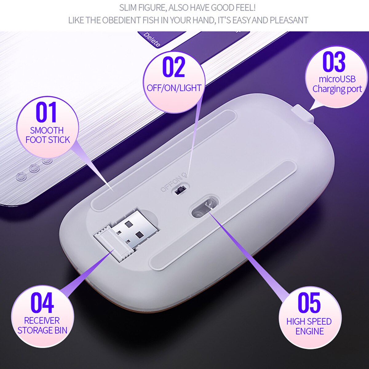 ANKNDO Wireless Mouse Bluetooth RGB Rechargeable Mouse for PC Computer Laptops Silent Mause LED Backlit Ergonomic Gaming Mice