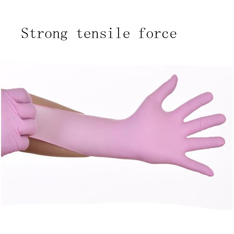 Guantes desechables de látex de goma Rosa dingqing, guantes de comida experimentales resistentes al ácido y a los álcalis para catering, belleza dental