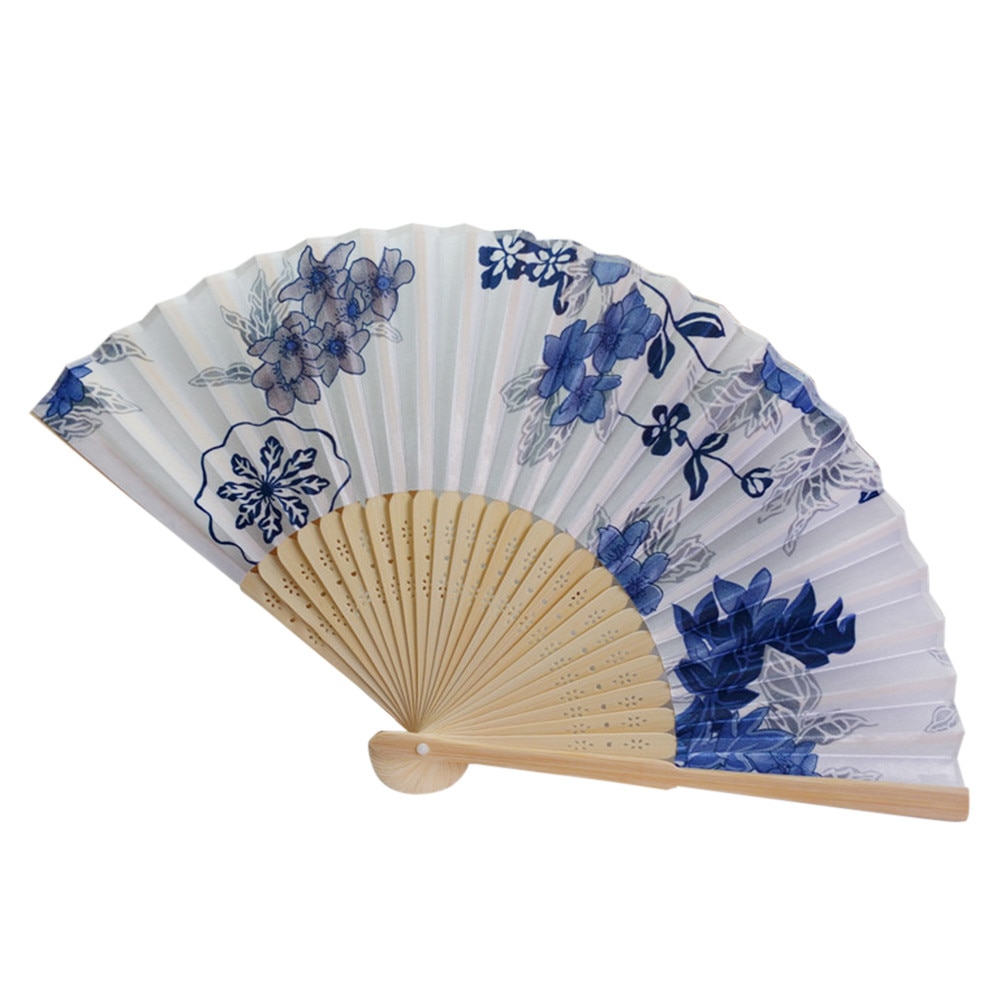 Folding Hand Held Flower Fan Vintage Bamboo Folding Hand Held Flower Fan Chinese Dance Party Pocket Decoration