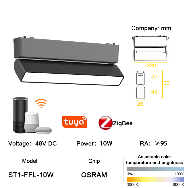 ST1 série Smart TUYA ZIGBEE éclairage sur rail magnétique en aluminium Ultra mince 6mm aucune cellule requise haute dureté luminaire Flexible moderne: Violet clair
