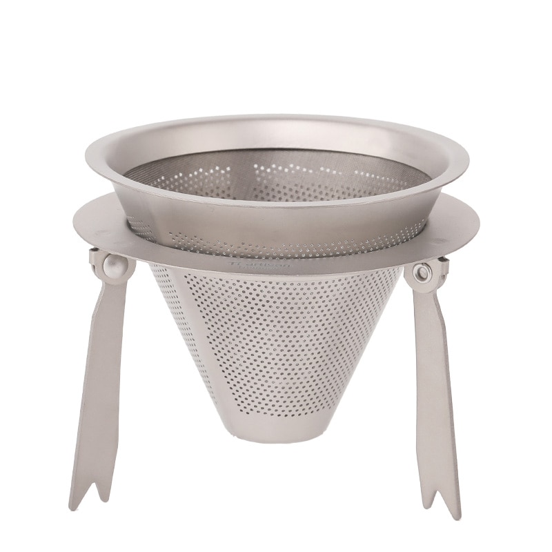 Double Layer Titanium Coffee Filter Holder Pour Over Coffees Dripper Mesh Coffee Tea Filter Basket Tools Camping Picnic