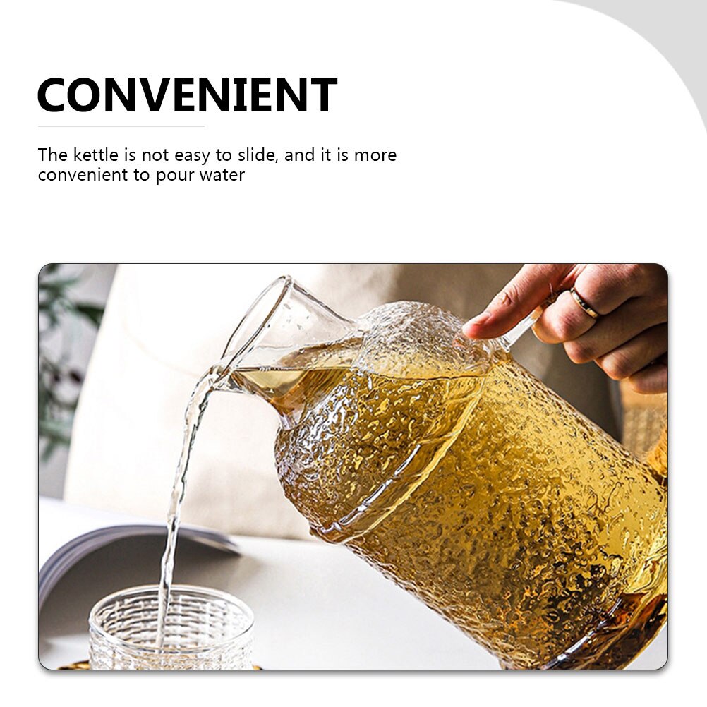 1 Set Glass Water Jug with Lid Clear Water Pitcher Household Water Jug Tea Container