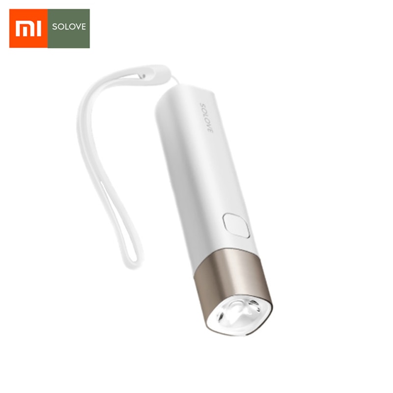 SOLOVE X3S 3000mAh Power Bank USB Rechargeable Brightness EDC Flashlight Portable Mini LED Torch for Outdoor Bike Power: White