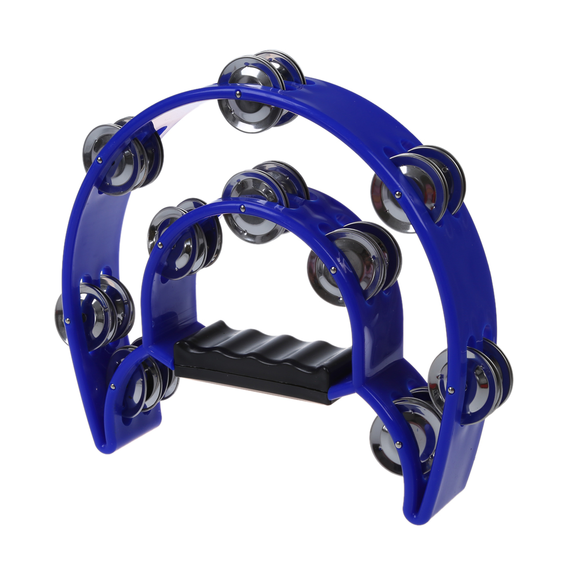 BMDT Singer Tambourine Percussion Drum Grip Handle-32 Jingles Half Moon - Blue