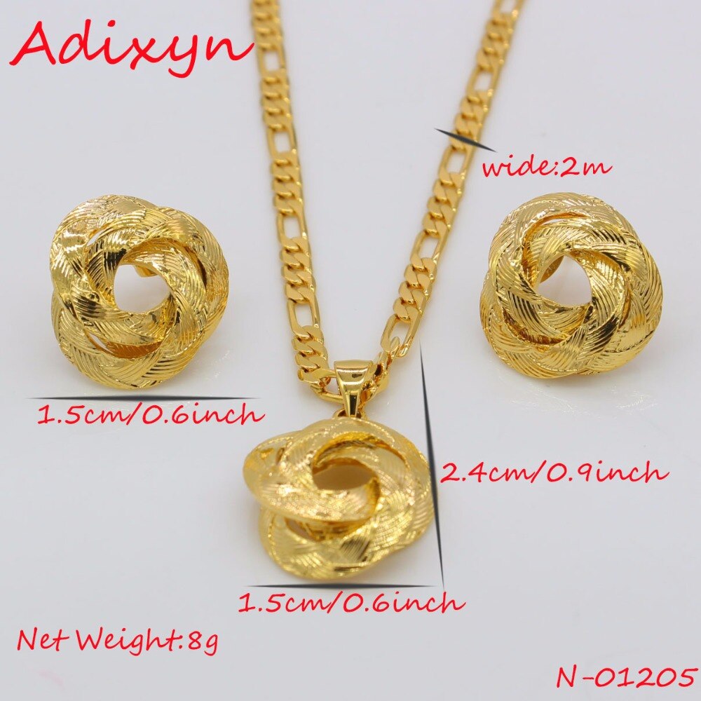 Adixyn Small Charms African Necklace/Earrings/Pendant Jewelry Set for Women/Girls/Kids Metal Russia Jewelry N01205