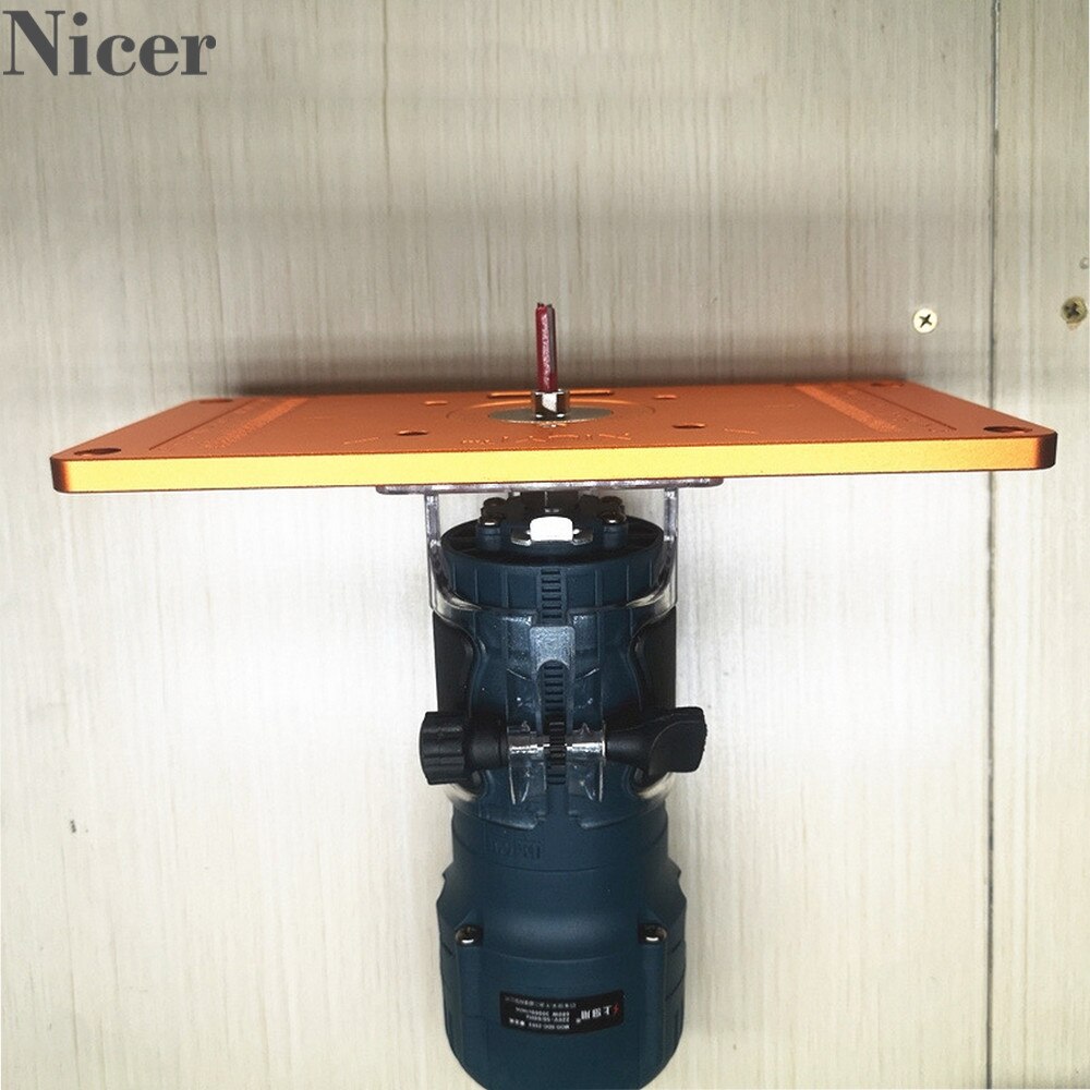 Aluminum Alloy Router Table Insert Plate With Bushing Ring Screw Trimming Machine Flip Plate For Woodworking Benches Trimmer