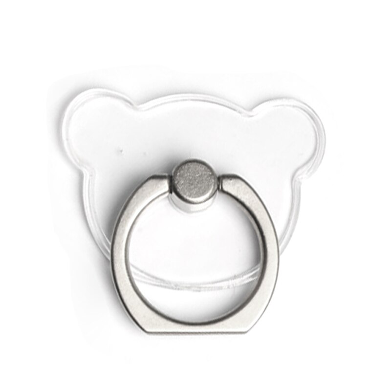 Finger Ring Phone Holder Stand for Mobile Phone Tablet pc Universal Flower/Cat Shape Multifunctional Ring Holder: Bear-Transparent