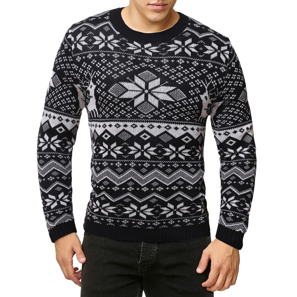 Pull Homme Col Rond - Tissage Irrégulier Troué - Manches Longues - Chaud, Décontracté - Pour L'hiver, Tous Les Jours