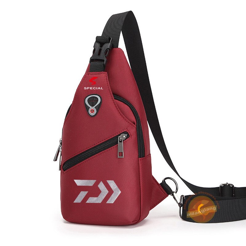 Daiwa Fishing Backpack Waterproof Fishing Lures Reel Bag Straps Fish Tackle Bag Fishing Chest Pack Multi-pocket Tackle Bag 44#: Red