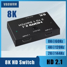 8K Hdmi 2.1-Compatibel Bi-Richting Schakelaar Splitter Box 8K @ 60Hz Hdmi Splitter 1 in 2 Out/2 In 1 Out Display Selector Switcher