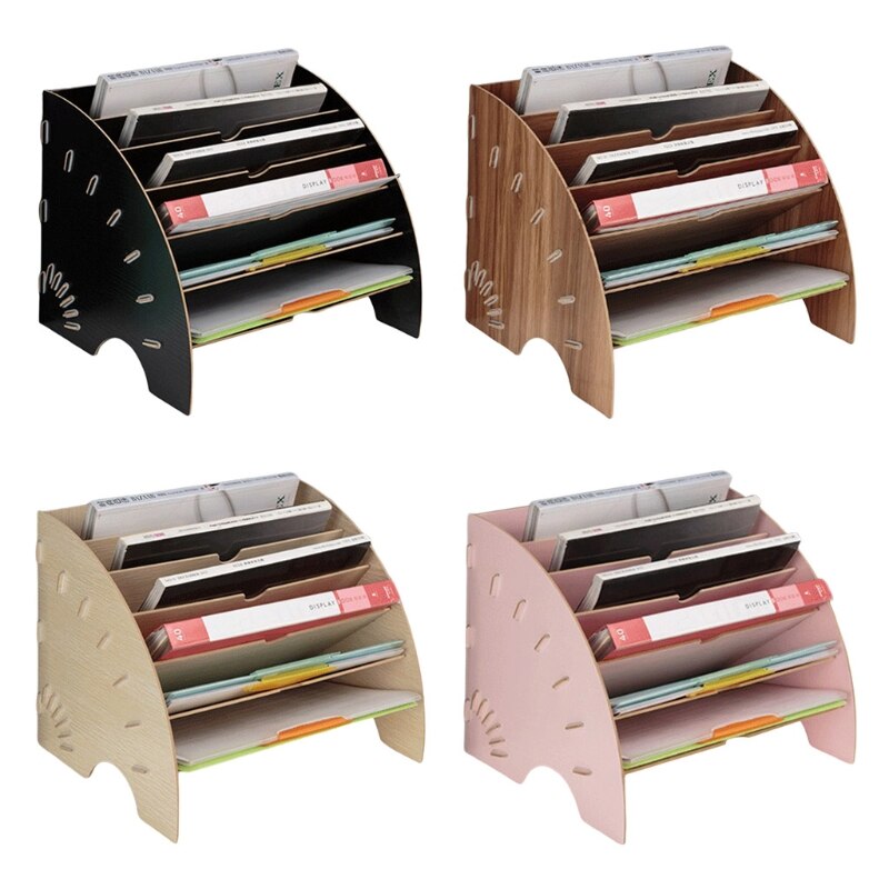 Bureau en bois en forme d'éventail porte-fichiers bureau organisateur de bureau bricolage Document classeur multifonction Magazine livre étagère