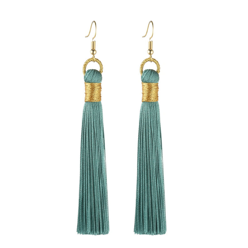 Boheme kvastøreringe til kvinder statement-smykker lange øreringe gyldent wrap silkestof vintage-øreringe: Antik bronze belagt