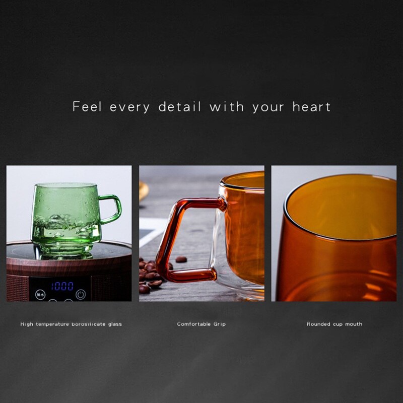 Household daily necessities color cold and heat resistant thickened glass coffee cup single layer blue