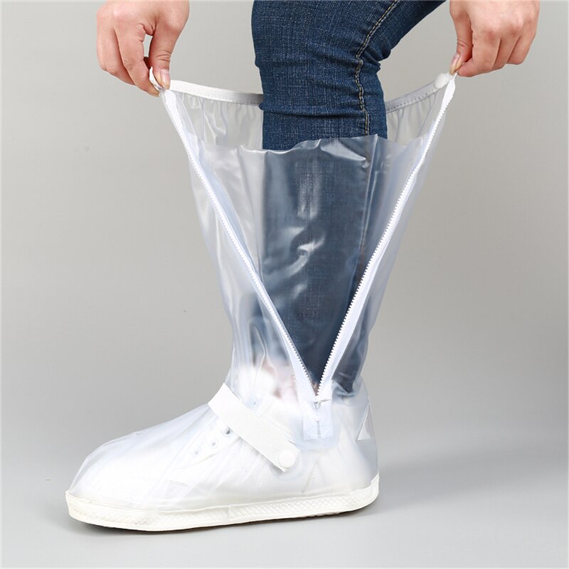 Alta superior à prova dresuágua resuable ciclismo bicicleta chuva bota sapatos capa óleo proteção contra poeira para todas as estações período epidêmico: WHITE / XL