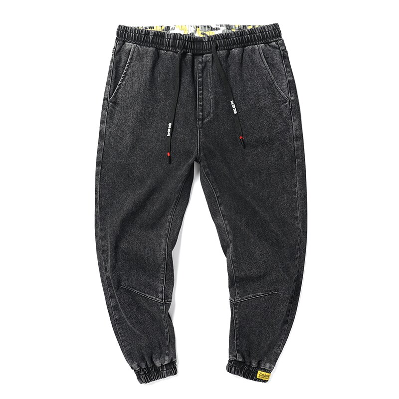 Herfst Heren Blauw Harem Jeans Mode Streetwear Denim Broek Elastische Taille Broek Plus Size 5XL 6XL 7XL: Black Gray / XL