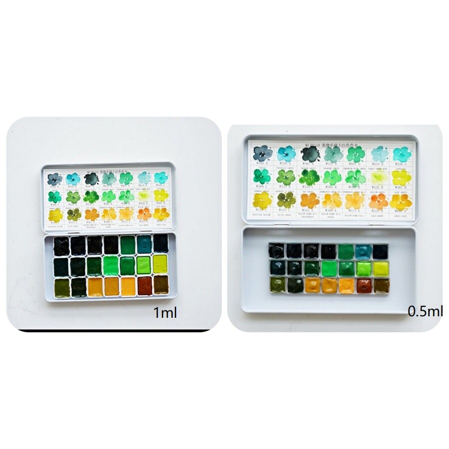 Juego de dispensadores de acuarelas MijELLO, paleta de pinturas artísticas de acuarela, macaron/azul/Verde/púrpura, 0,5 ml, 1ml: green / 1ml