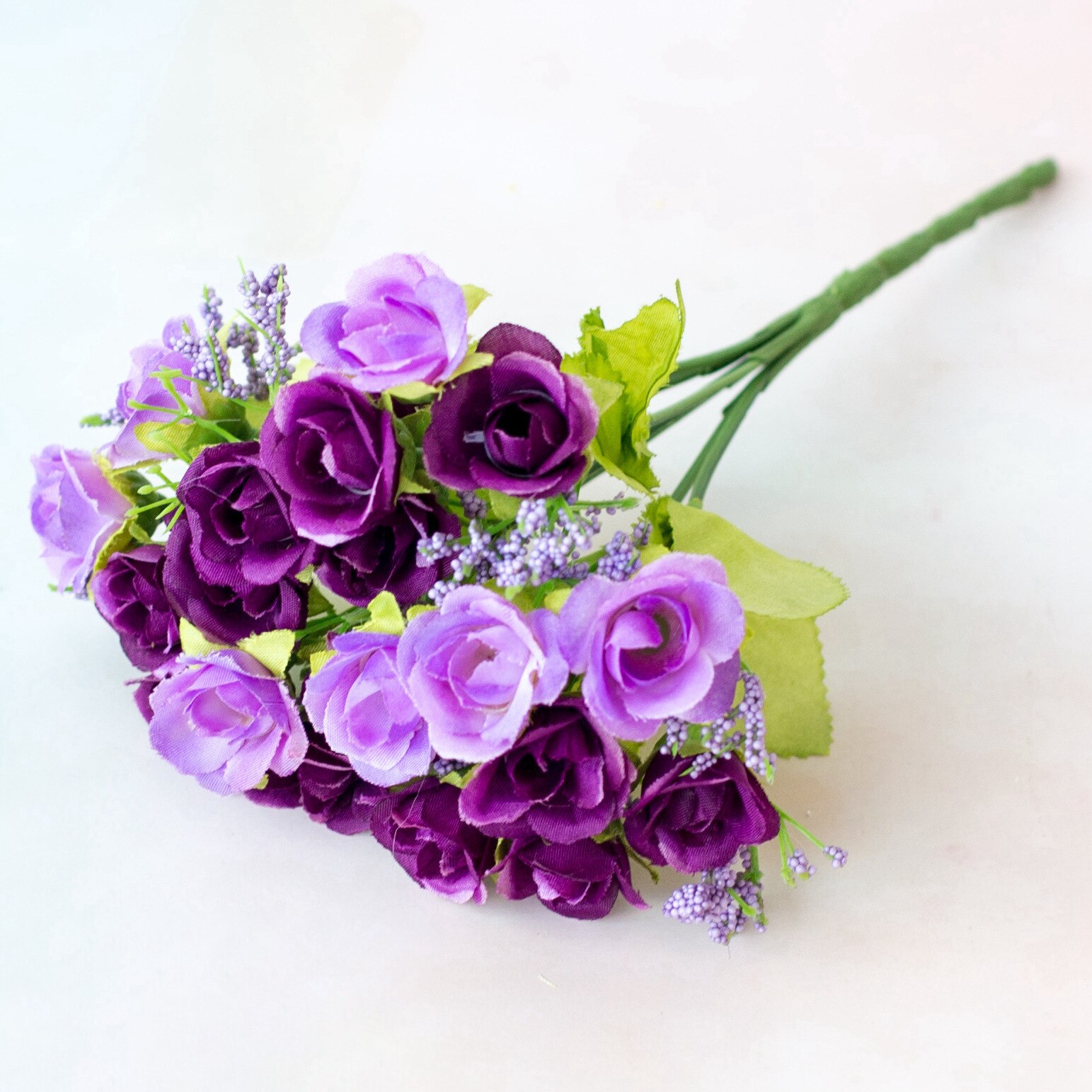 1 Bunch ARTIFICIAL SILK SMALL FLOWERS ROSE BUNCH Wedding Home Outdoor Decor: Purple