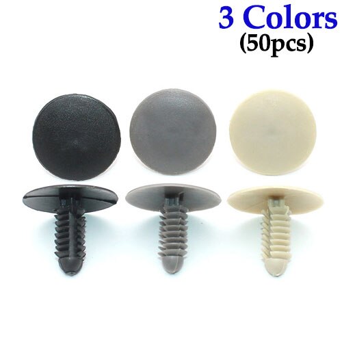 50 Uds. 7mm Agujero Plástico Remache Beige Gris Grapa Negra Vehículo Universal Auto Grapas para Buick Regal Coche Techo Maletero Push Retenedor Clip de Retención: Mixed 50PCS