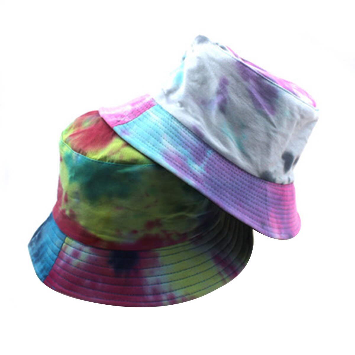 Unisex Hip Hop Cotton Reversible Bucket Hat Tie-dye Print Wide Brim Sun Boonie Caps Casual Fishman Hat