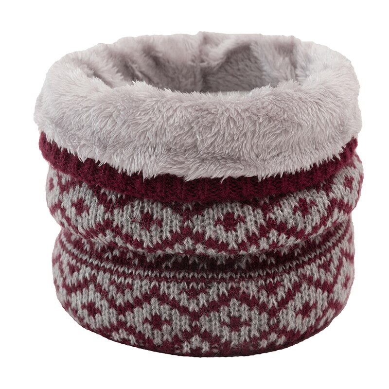 Vinter tykk strikket hals smekke halsvarmer ring skjerf utendørs skiklatring skjerf fløyels krage skjerf unisex twist ring skjerf: Mørkerød