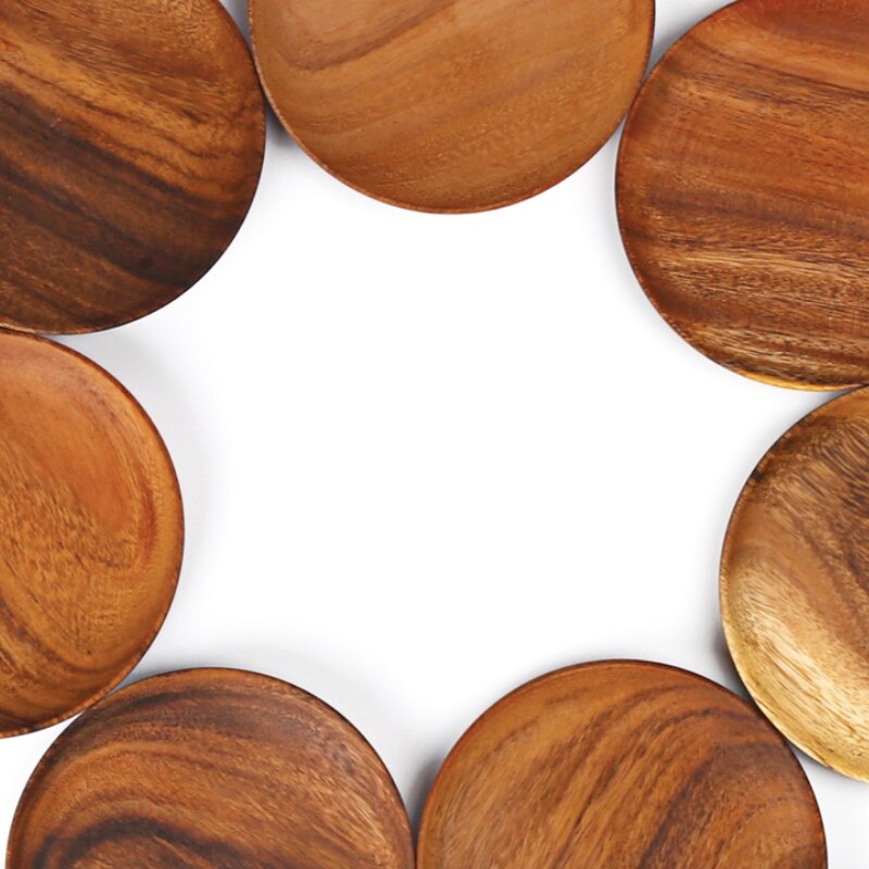 Rund massivt trä tallrik hel trä frukt rätter trä tefat te bricka efterrätt middag frukost tallrik porslin set