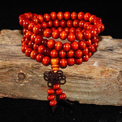 108 Beads 8mm Natural Sandalwood Buddhist Buddha Meditation Beads Bracelet For Women Men Prayer Bead Rosary Hanging Decoration: Yellow