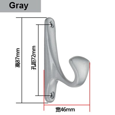 87*46mm Brons Metalen deur muur haken hanger Antieke Haken Muur Hanger Gebogen Gesp Hoorn Lock Sluiting Gewaad haken Voor Kleding: Gray