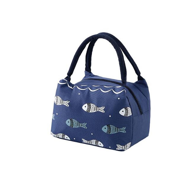 Bolsa térmica isolada para almoço, sacola à prova d'água com listras para comida, piquenique, caixa de almoço para mulheres e crianças: Navy Blue 01