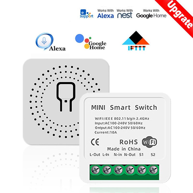 10A Mini commutateur intelligent minuterie commutateurs sans fil domotique intelligente Compatible avec Tuya Alexa Google maison Wifi commutateur intelligent