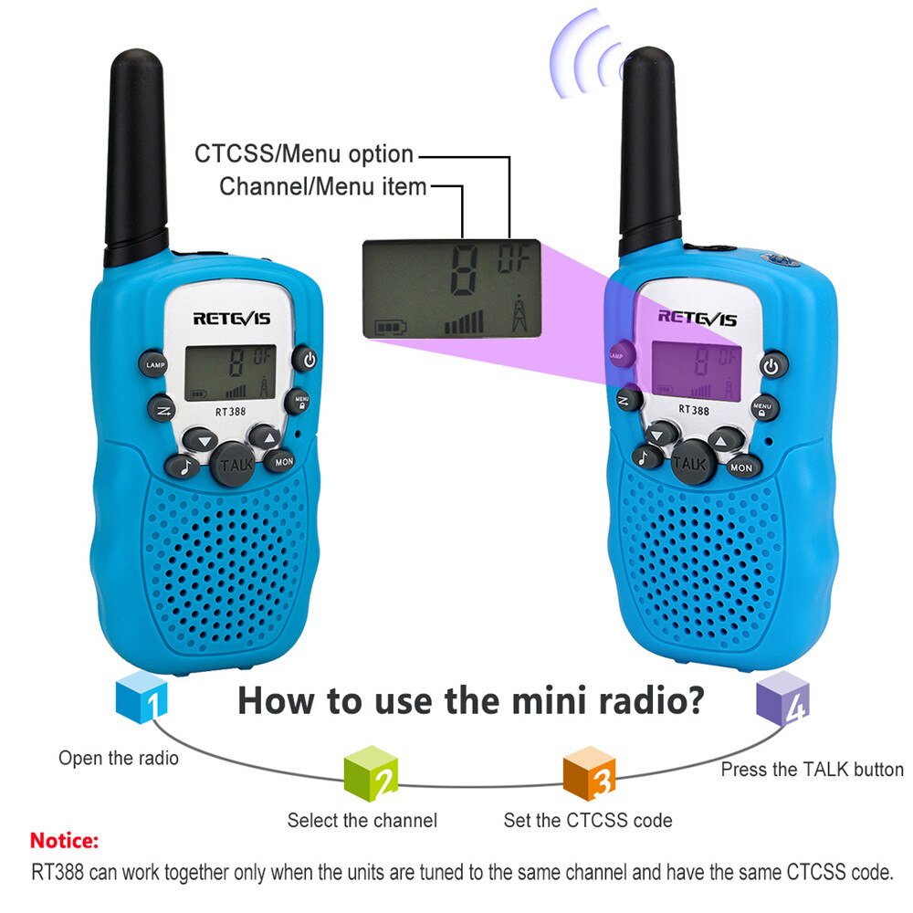 Mini rádio de duas vias para crianças, rádio duas peças de walkie talkie retevis rt388 pmr446 pmr frs/gmrs, transmissor prático para crianças headset woki toki + 2 peças