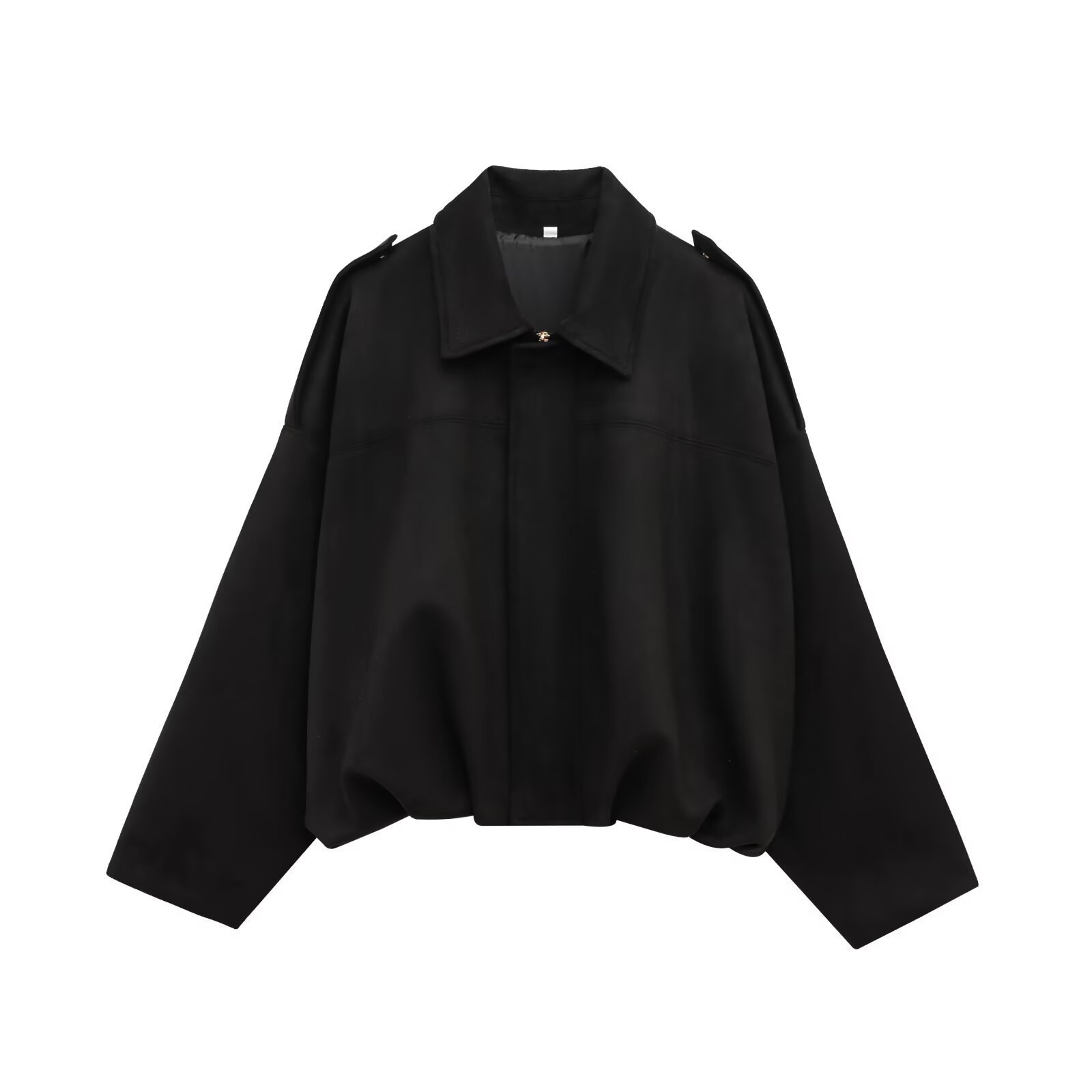 Chaqueta bomber de ante sintético de gran tamaño para mujer de ZBZA, con solapa con textura de ante, mangas largas de murciélago y dobladillo plisado, chaqueta bomber holgada, nueva prenda exterior vintage para mujer: S / Castaño
