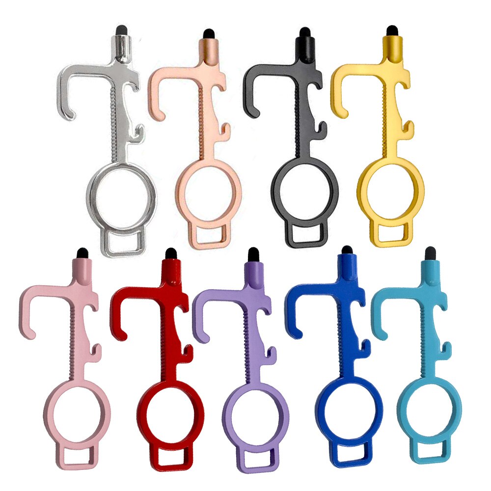 10 stuks/partij hygiëne hand antibacteriële edc deuropener contactloze veiligheidsbescherming gereedschap 6 in 1 multifunctionele bierflesopener