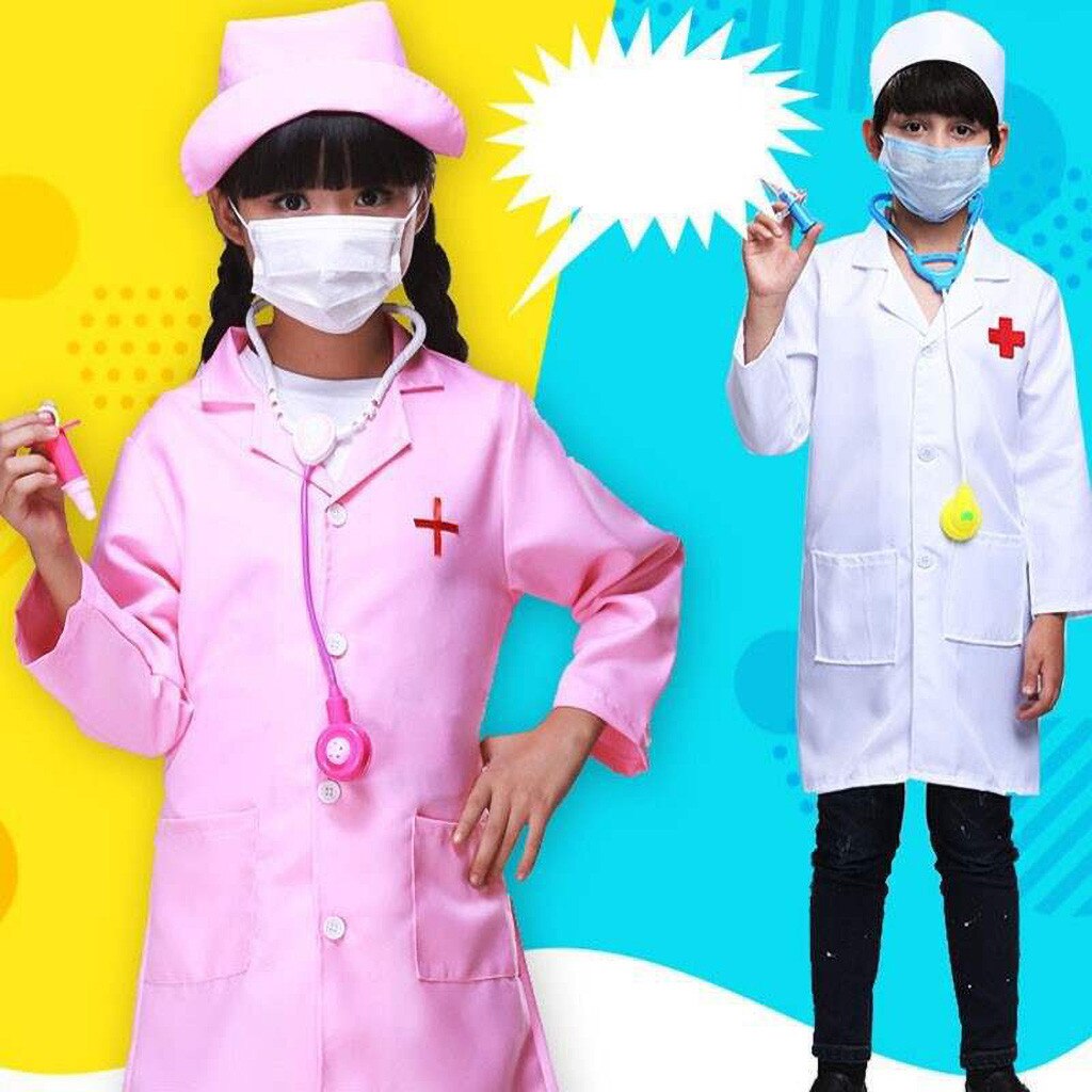 1 Set Kinderkleding Rollenspel Kostuum Arts Overall Wit Jurk Verpleegster Pretend Kind Cos Verpleegkundige Kleren