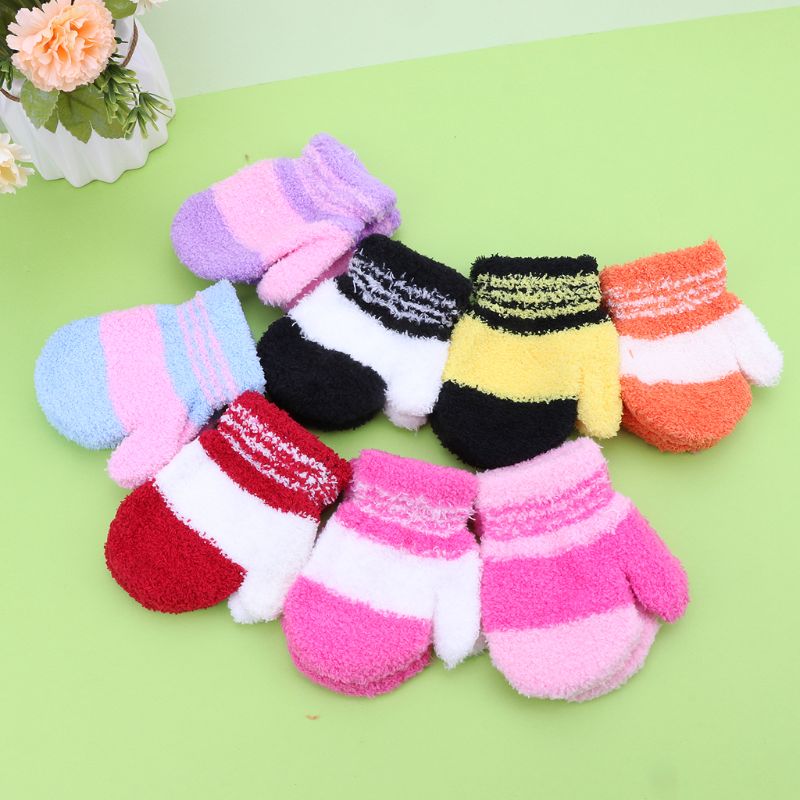 Cute Infant Baby Kid Boys Girls Warm Winter Gloves Toddler Knit Rainbow Mittens nice