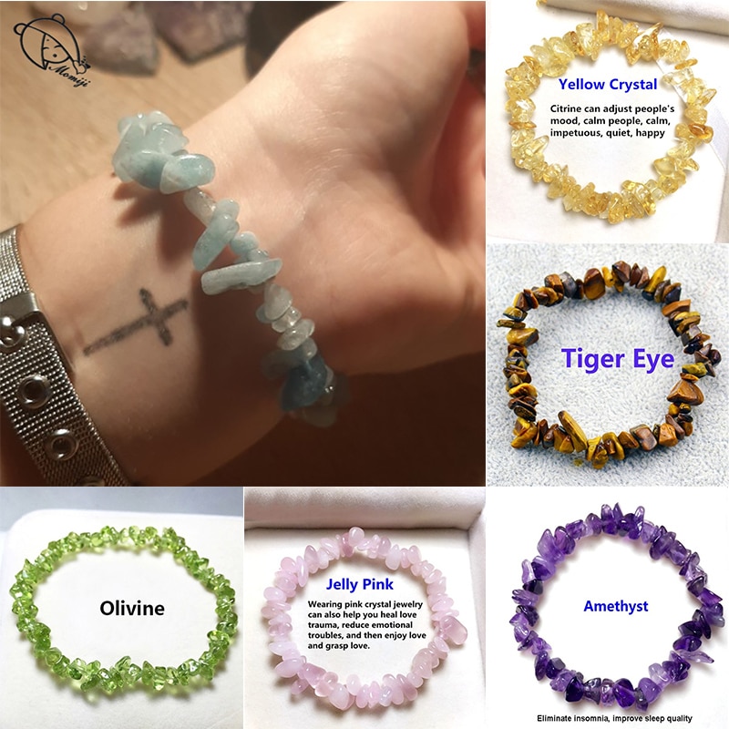 Pulseras de piedra Natural hechas a mano para mujer y niña, joyería de , abalorio de piedra lunar de ojo de Tigre,