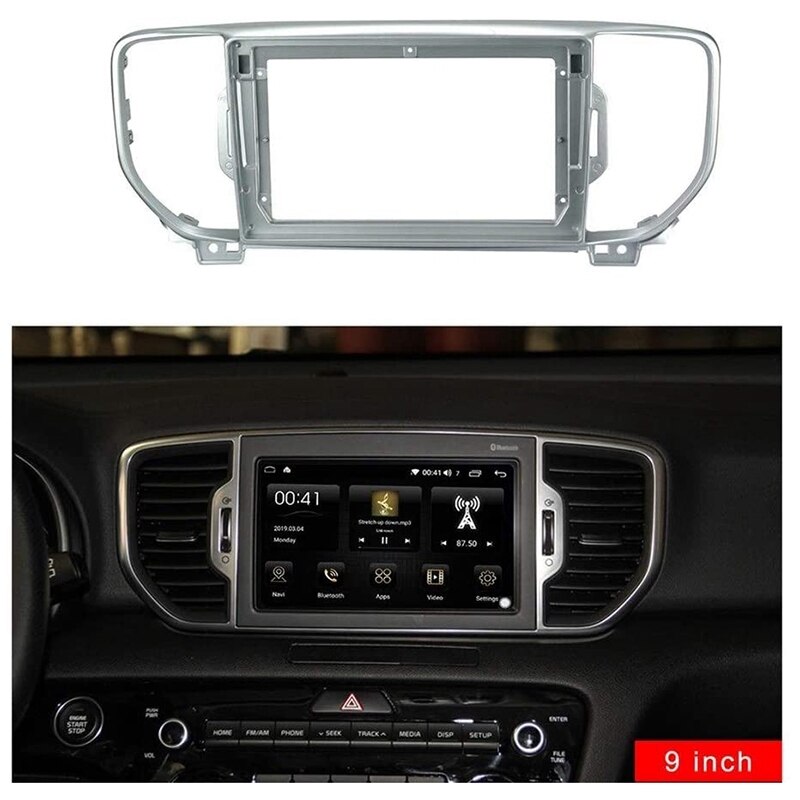 9 Polegada carro dvd fáscia guarnição kit 2 din fascia o montagem adaptador fascia quadro para kia kx5 (sportage r) 2016-2017