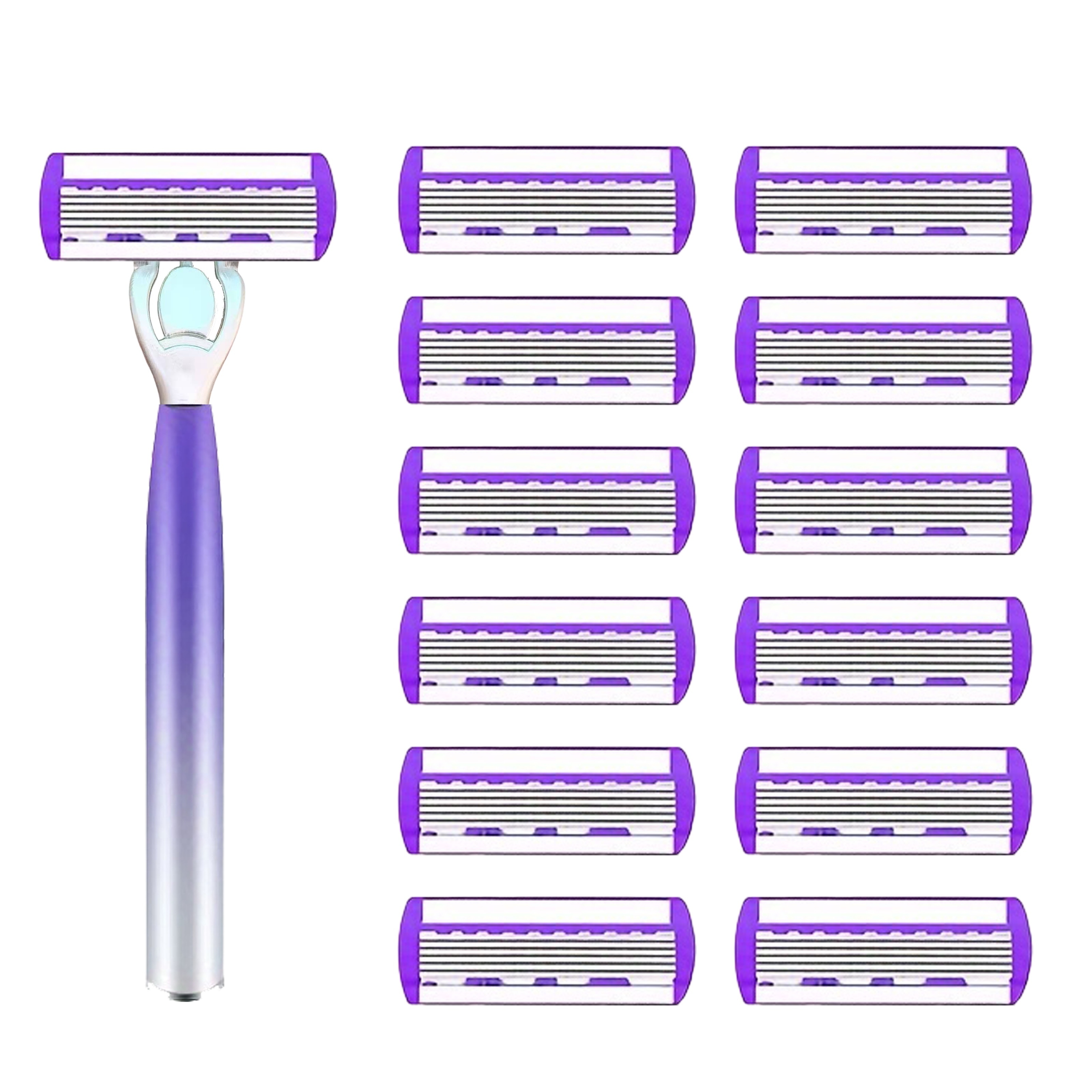Maquinilla de afeitar con cuchilla de 6 capas para mujer: afeitado suave y indoloro para piernas y axilas | Herramienta de depilación manual de acero inoxidable: Rojo