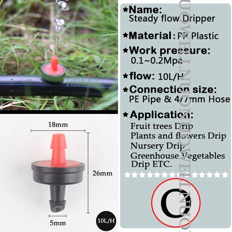 20Stck Viele Arten Garten Tropf Bewässerung Emitter Einstellbare Fluss Tropf Garten Gewächshaus Bewässerung Sprinkler PC Tropfen Emitter: Freier Raum